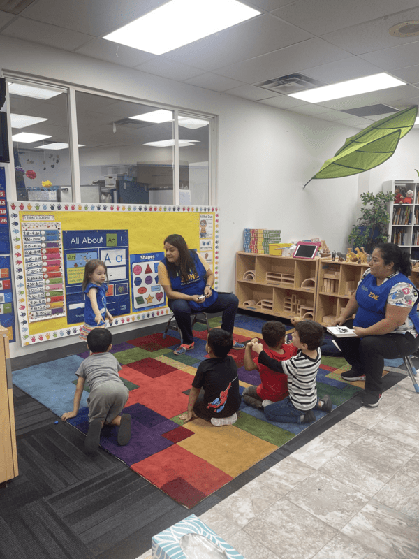 Group of toddlers playing with building blocks at Learning Space Christian Academy